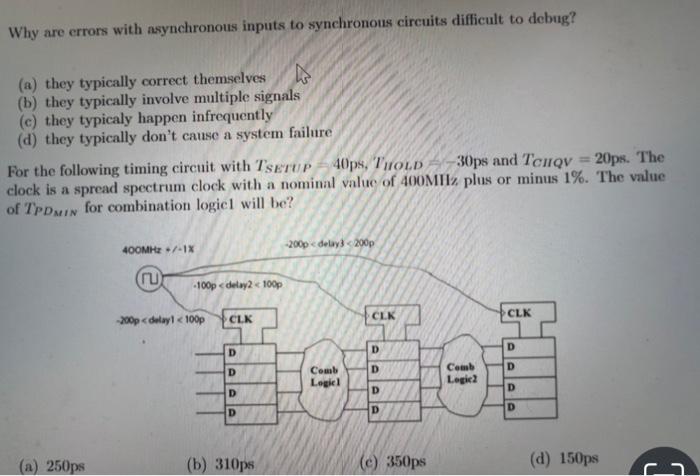 Solved Why are errors with asynchronous inputs to | Chegg.com