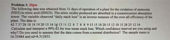Solved Problem 3. 25pts The following data was obtained from | Chegg.com