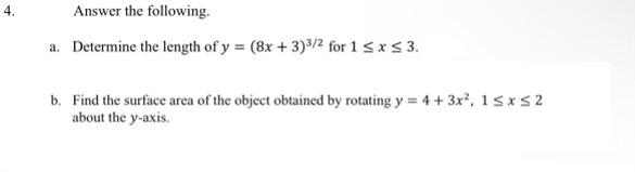Solved 4. Answer the following. a. Determine the length of y | Chegg.com