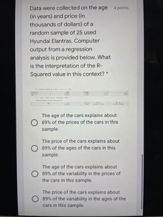 Solved Data were collected on the age 4 points (in years) | Chegg.com