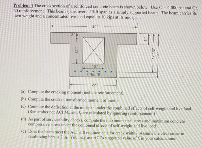 Solved Problem 4 The cross section of a reinforced concrete | Chegg.com