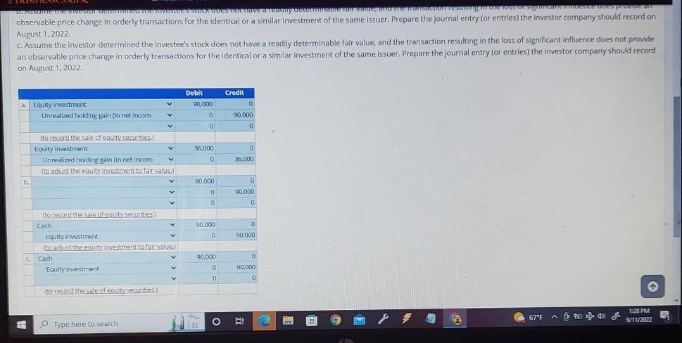 Solved Reporting a Change from the Equity Method to | Chegg.com