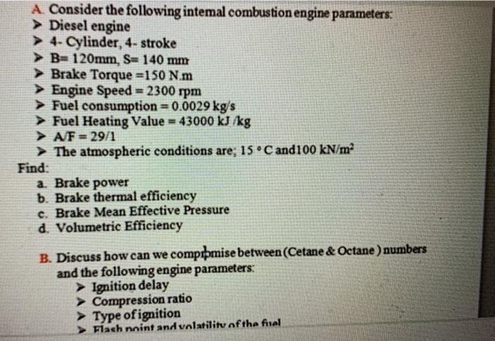 Solved A Consider the following intemal combustion engine | Chegg.com