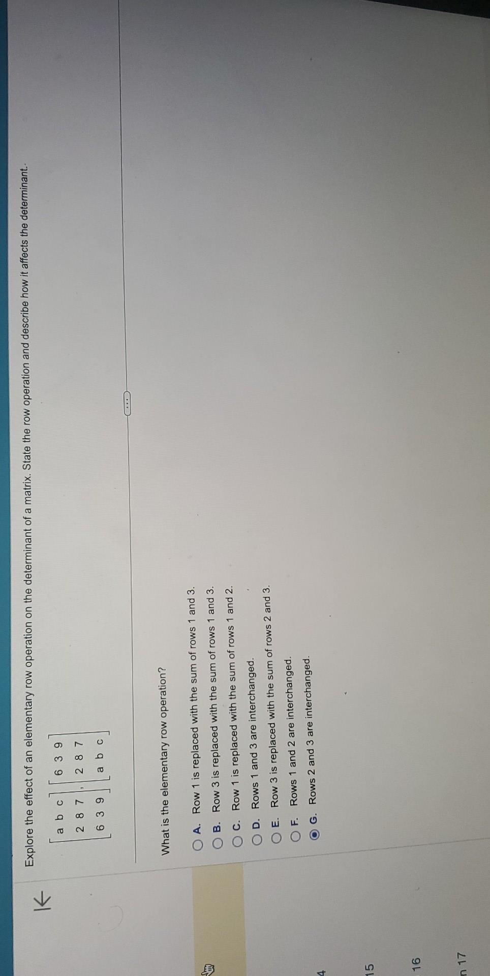 Solved ⎣⎡a26b83c79⎦⎤,⎣⎡62a38b97c⎦⎤ What is the elementary | Chegg.com