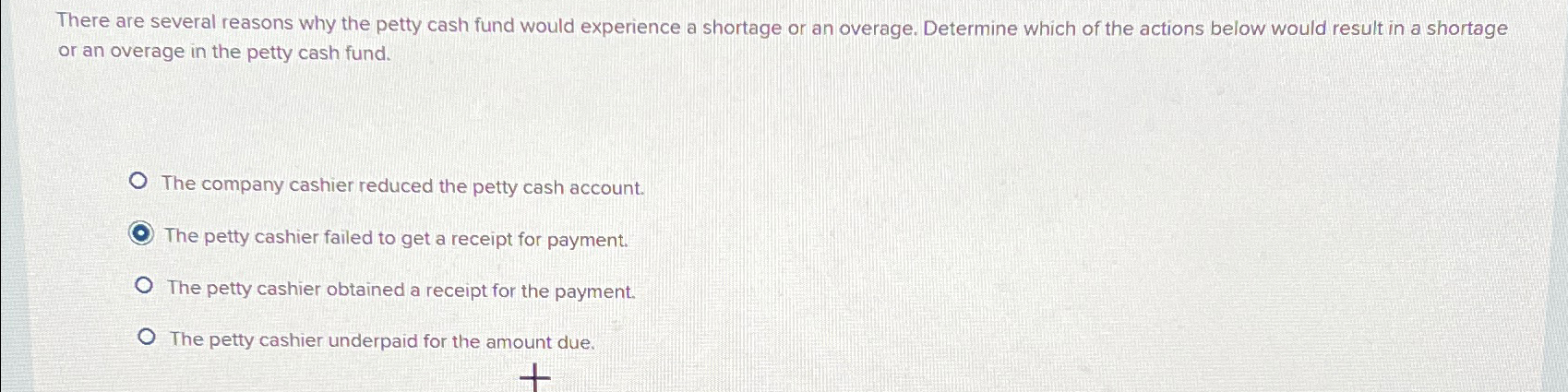 Solved There are several reasons why the petty cash fund | Chegg.com