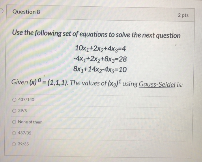 Solved Use the following set of equations to solve the next | Chegg.com