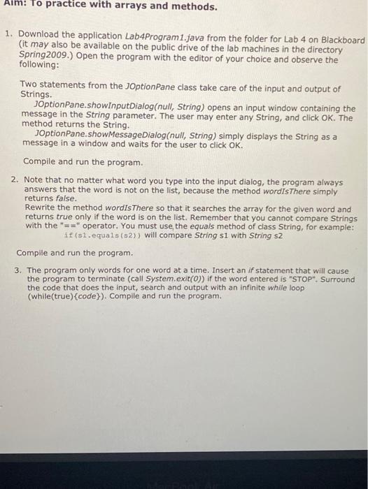 Solved Aim: To practice with arrays and methods. 1. Download | Chegg.com