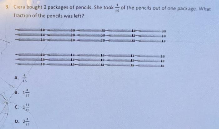 Solved 3. Ciera bought 2 packages of pencils. She took 151 | Chegg.com