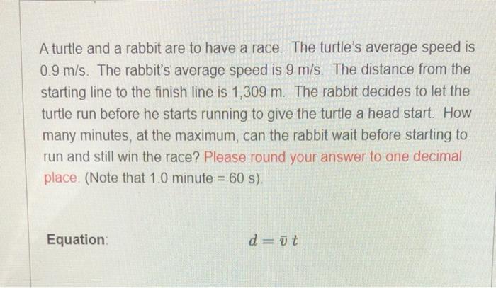 Solved A turtle and a rabbit are to have a race. The | Chegg.com