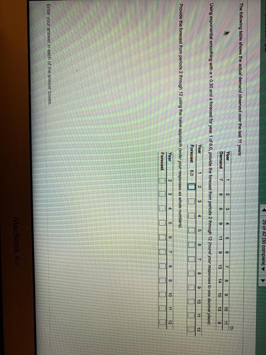 Solved 29 of 42 (30 complete) The following table shows the | Chegg.com