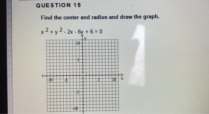 Solved Question 15 Find The Center And Radius And Draw The Chegg Com