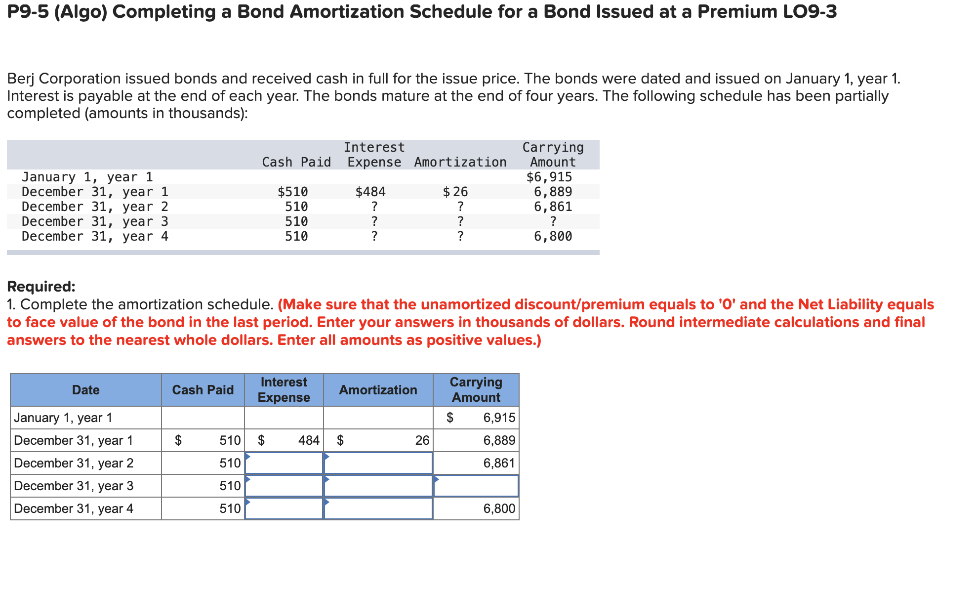 Solved 1. ﻿Complete the amortization schedule. (Make sure | Chegg.com