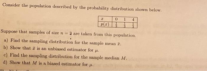 Solved Consider the population described by the probability | Chegg.com