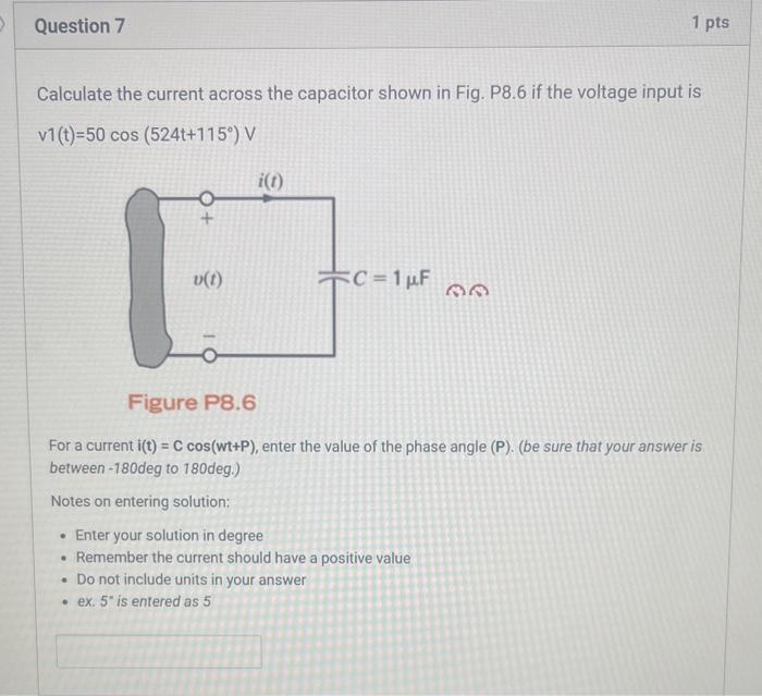 Calculate the current across the capacitor shown in | Chegg.com