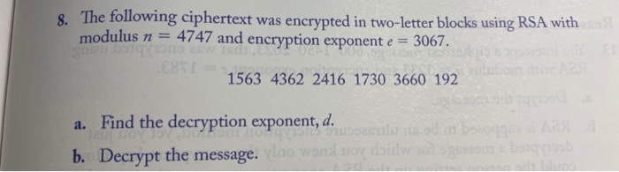 Solved 8. The following ciphertext was encrypted in | Chegg.com