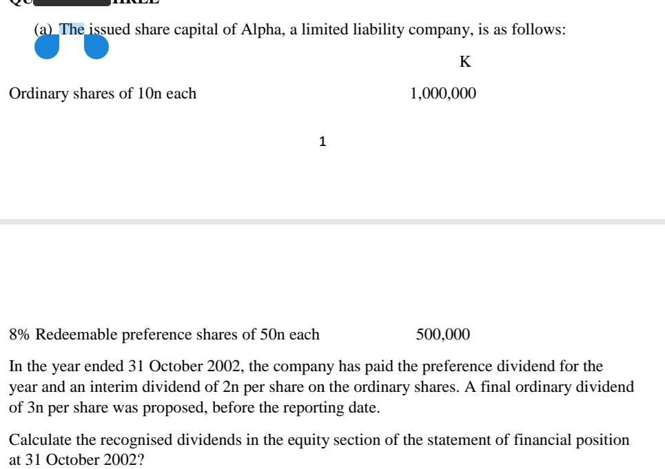 solved-a-the-issued-share-capital-of-alpha-a-limited-chegg