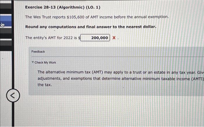 Solved The Wes Trust reports $105,600 of AMT income before | Chegg.com