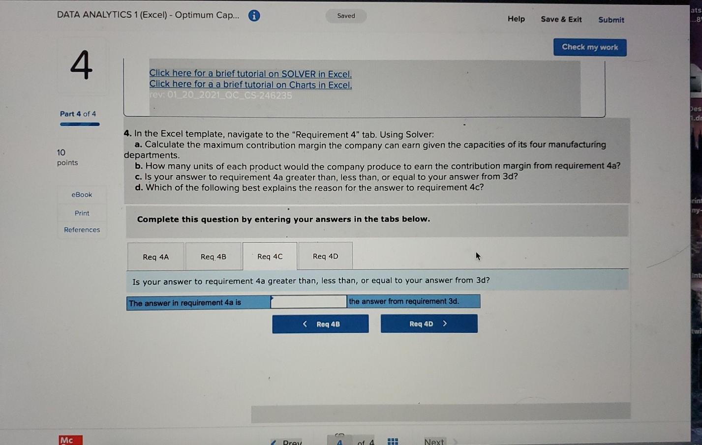Solved Check my work 4 Required information Part 4 of 4 (The | Chegg.com