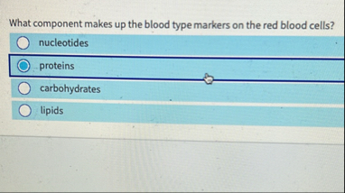 Solved What component makes up the blood type markers on | Chegg.com