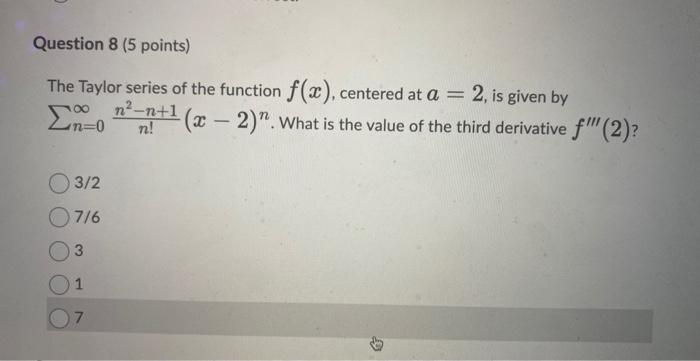 Solved The Taylor series of the function f(x), centered at | Chegg.com