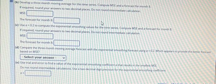 Solved Consider The Following Time Series Data: (a) Choose | Chegg.com