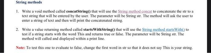 Solved 1. Write a void method called concatString0 that will | Chegg.com