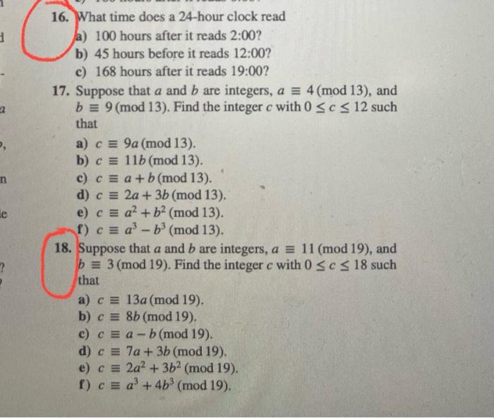 Solved , n 16. What time does a 24hour clock read a) 100