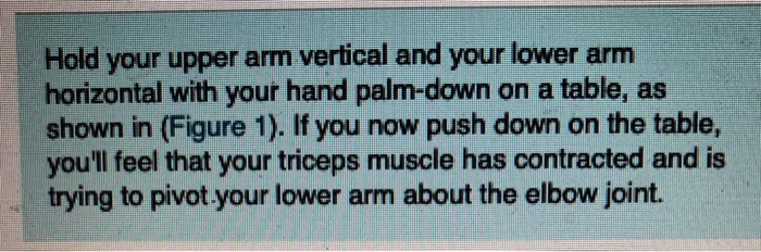 Solved Hold your upper arm vertical and your lower arm | Chegg.com