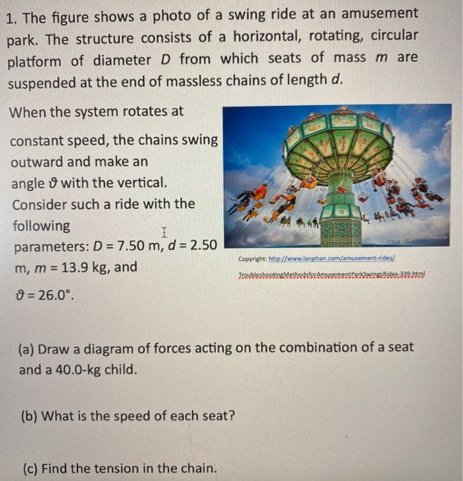 Swing Ride Flashcard Solved 1. The figure shows a photo of a swing ride at an | Chegg.com