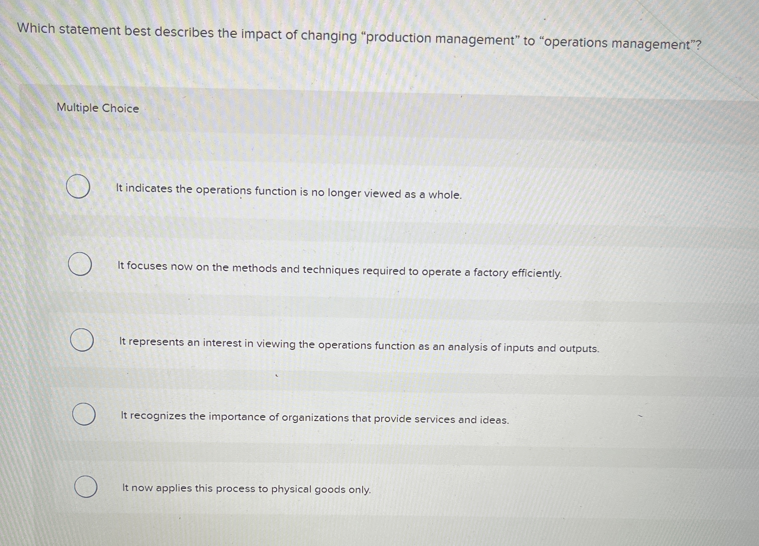 Solved Which statement best describes the impact of changing | Chegg.com