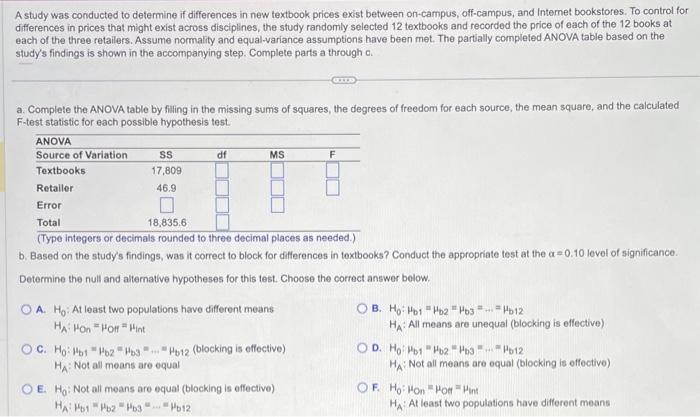 Solved A study was conducted to determine if differences in | Chegg.com