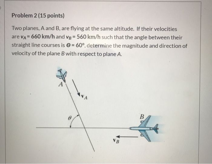 Solved Problem 2 (15 Points) Two Planes, A And B, Are Flying | Chegg.com