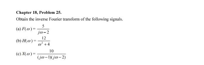 Solved Chapter 18, Problem 25. Obtain the inverse Fourier | Chegg.com