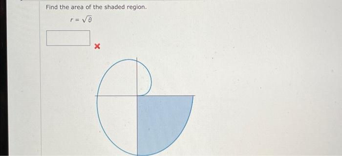 Solved Find the area of the shaded region. r=θ | Chegg.com