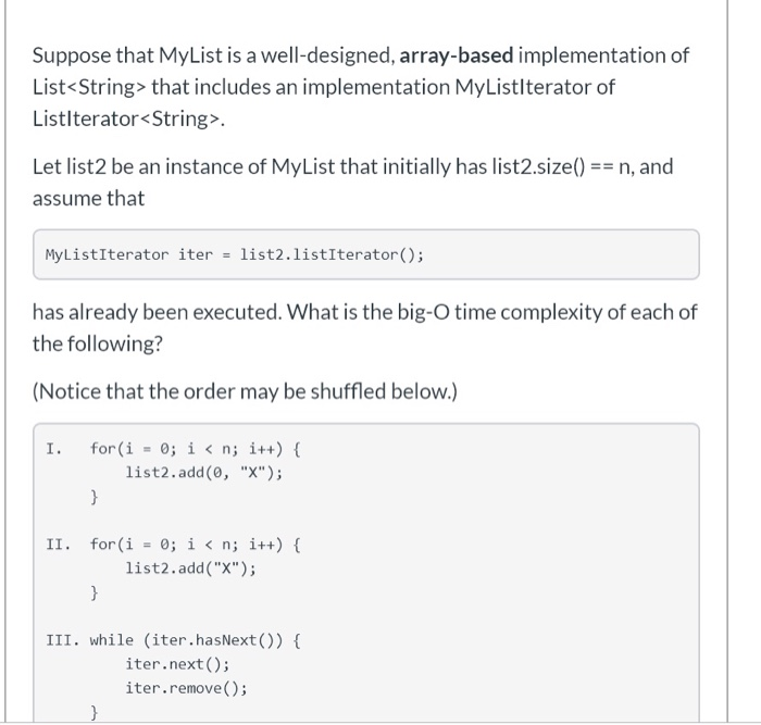 Solved Suppose That MyList Is A Well-designed, Array-based | Chegg.com