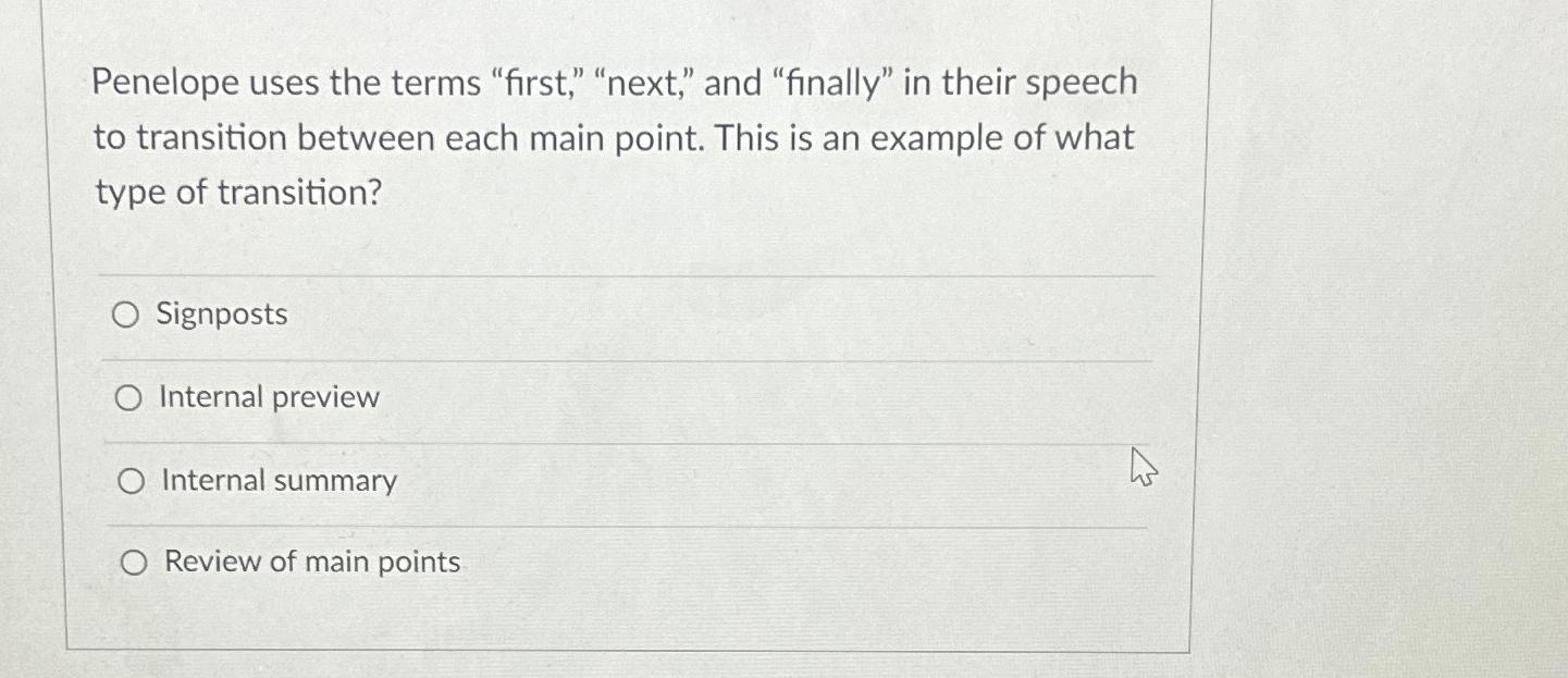 Solved Penelope uses the terms 