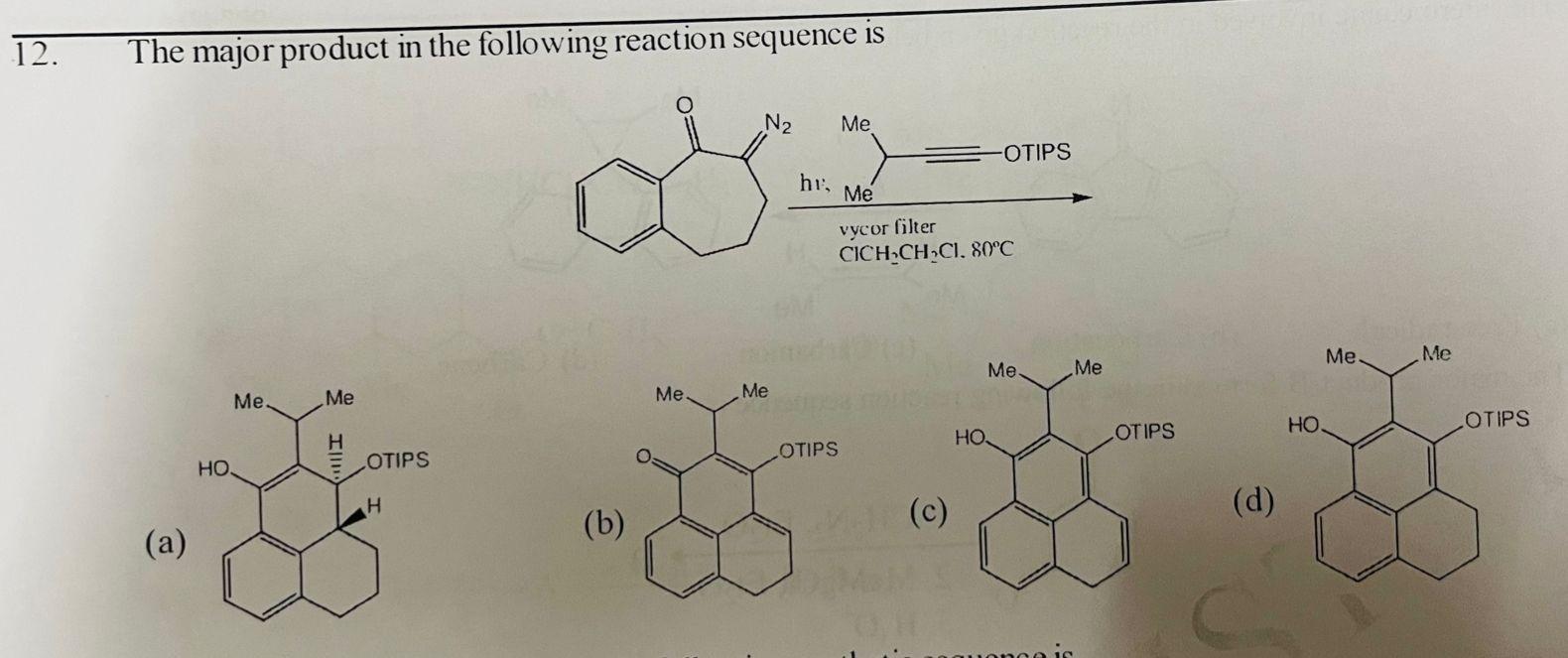 Solved 12. The Major Product In The Following Reaction | Chegg.com