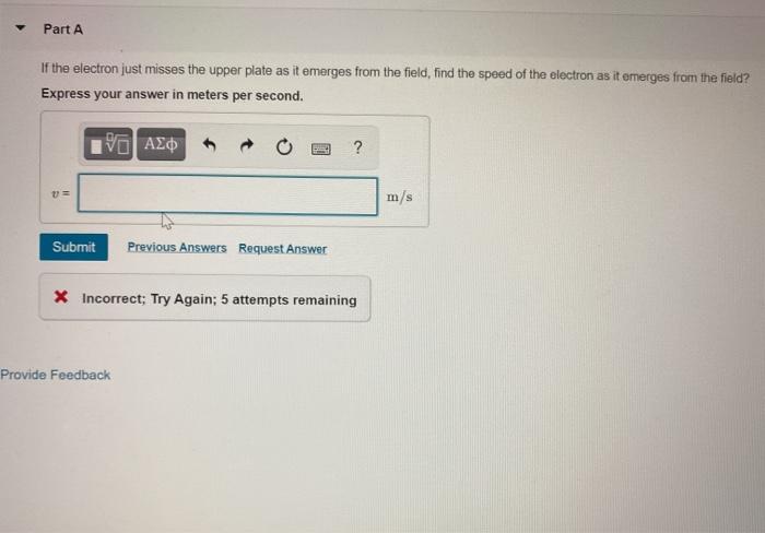 Solved Item 2 An electron is projected with an initial speed | Chegg.com