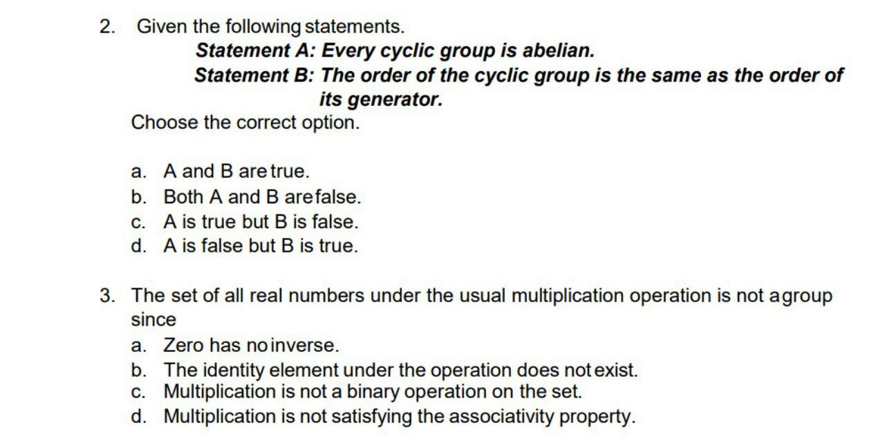 Solved 2. Given The Following Statements. Statement A: Every | Chegg.com