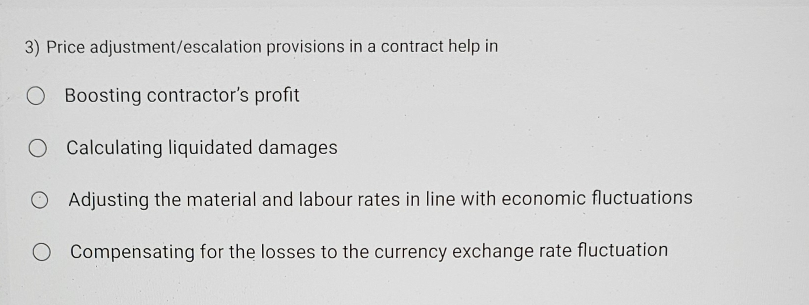 Solved Price adjustment/escalation provisions in a contract | Chegg.com