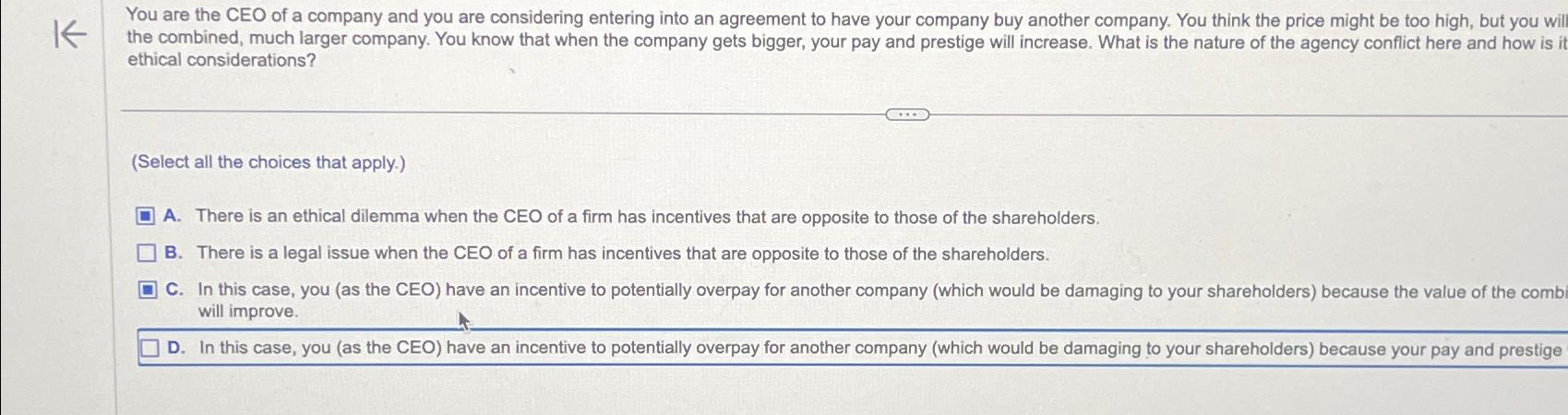 Solved You are the CEO of a company and you are considering | Chegg.com