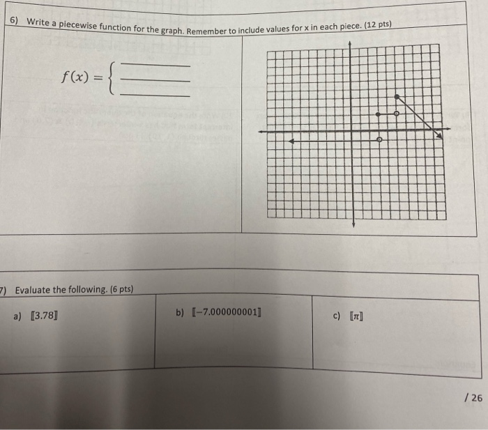 Solved 6) Write a piecewise function for the graph. Remember | Chegg.com