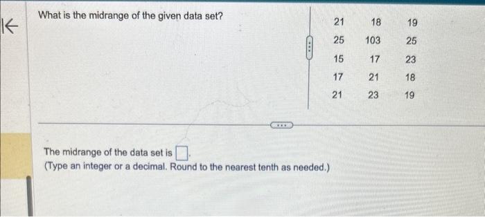 how to find the midrange of a data set