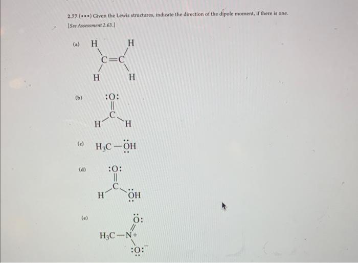 Solved 2.77(∗) Given the Lewis structures, indicate the | Chegg.com