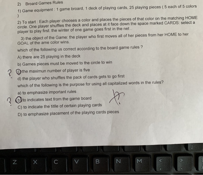 Solved 2) Broard Games Rules 1) Game equipment: 1 game