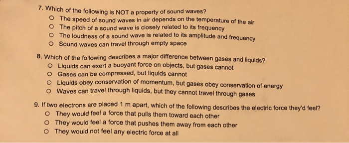 Solved 1. Which of the following is NOT a property of sound | Chegg.com