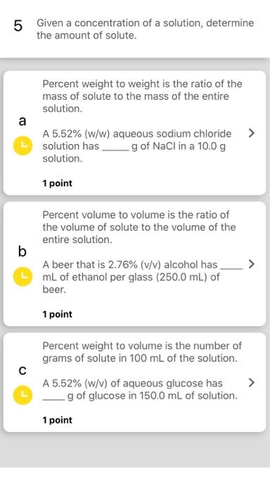 Solved 5 Given a concentration of a solution, determine the | Chegg.com