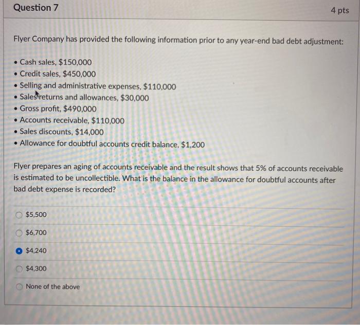 Solved Question 8 3 Pts Flyer Company Has Provided The Chegg