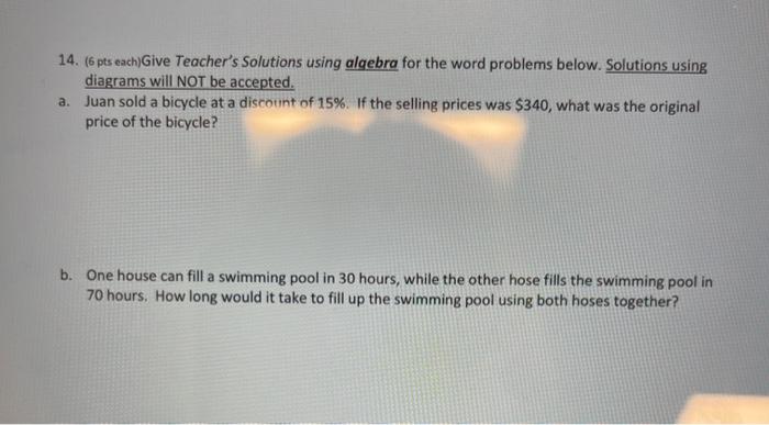 Solved 14. (6 pts each)Give Teacher's Solutions using | Chegg.com