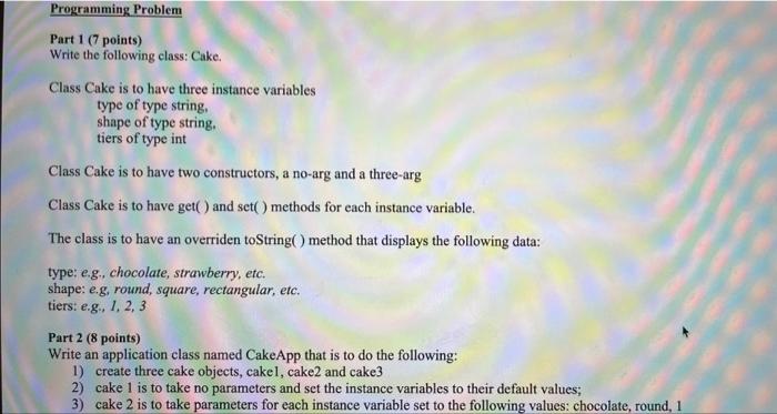Solved Programming Problem Part 1 (points) Write the | Chegg.com